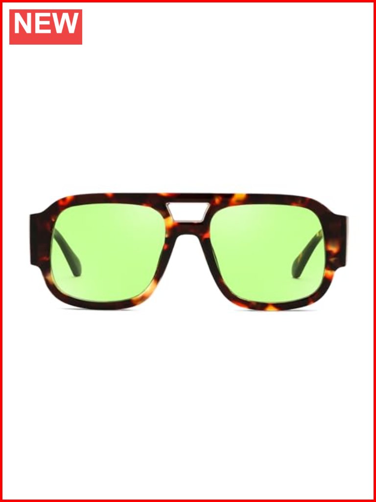 Retro Aviator Double Bridge Square Pilot Sunglasses Uv400 Protection